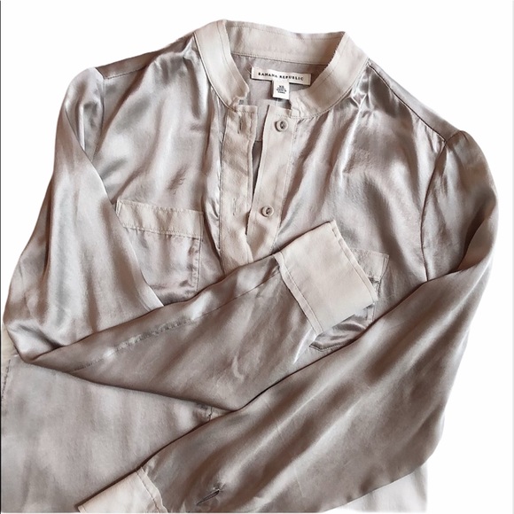 Banana Republic Tops - Banana Republic Gray Silk Popover Blouse XS